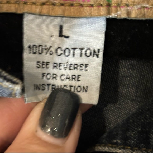 Sassy Thai Denim Jean Jacket Embellished Butterfly Embroidered Lace Size Large - Picture 6 of 13